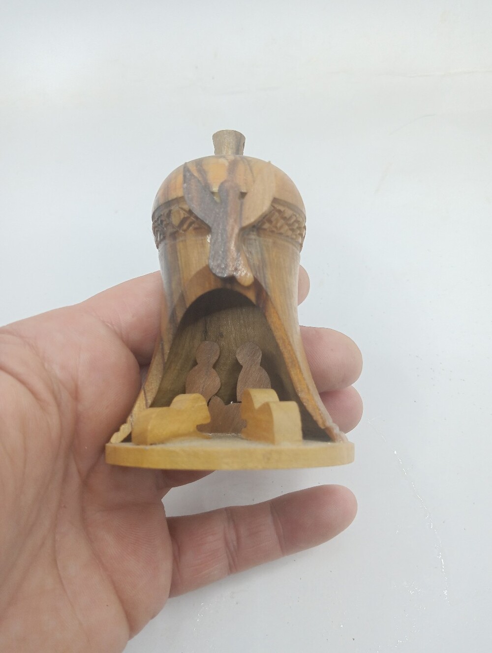 Holyland Bethlehem Olive Wood Christmas Tree Bell Nativity